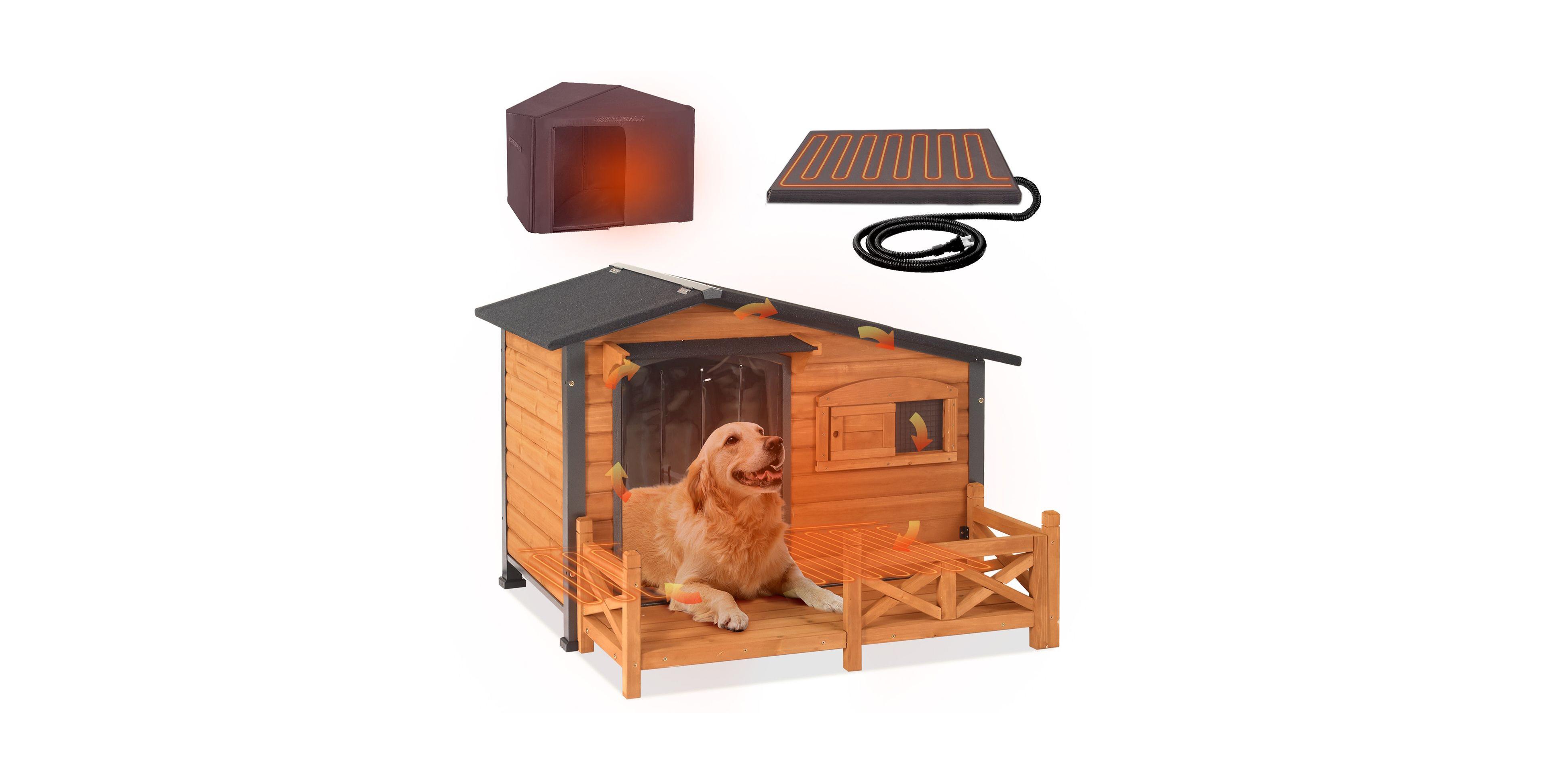 aivituvin Outdoor Heated Dog House with Metal Frame Large