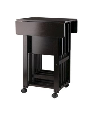 Coffee-Finished Folding TV Tray Set - Small Sofa Tables for Living Room and Dining