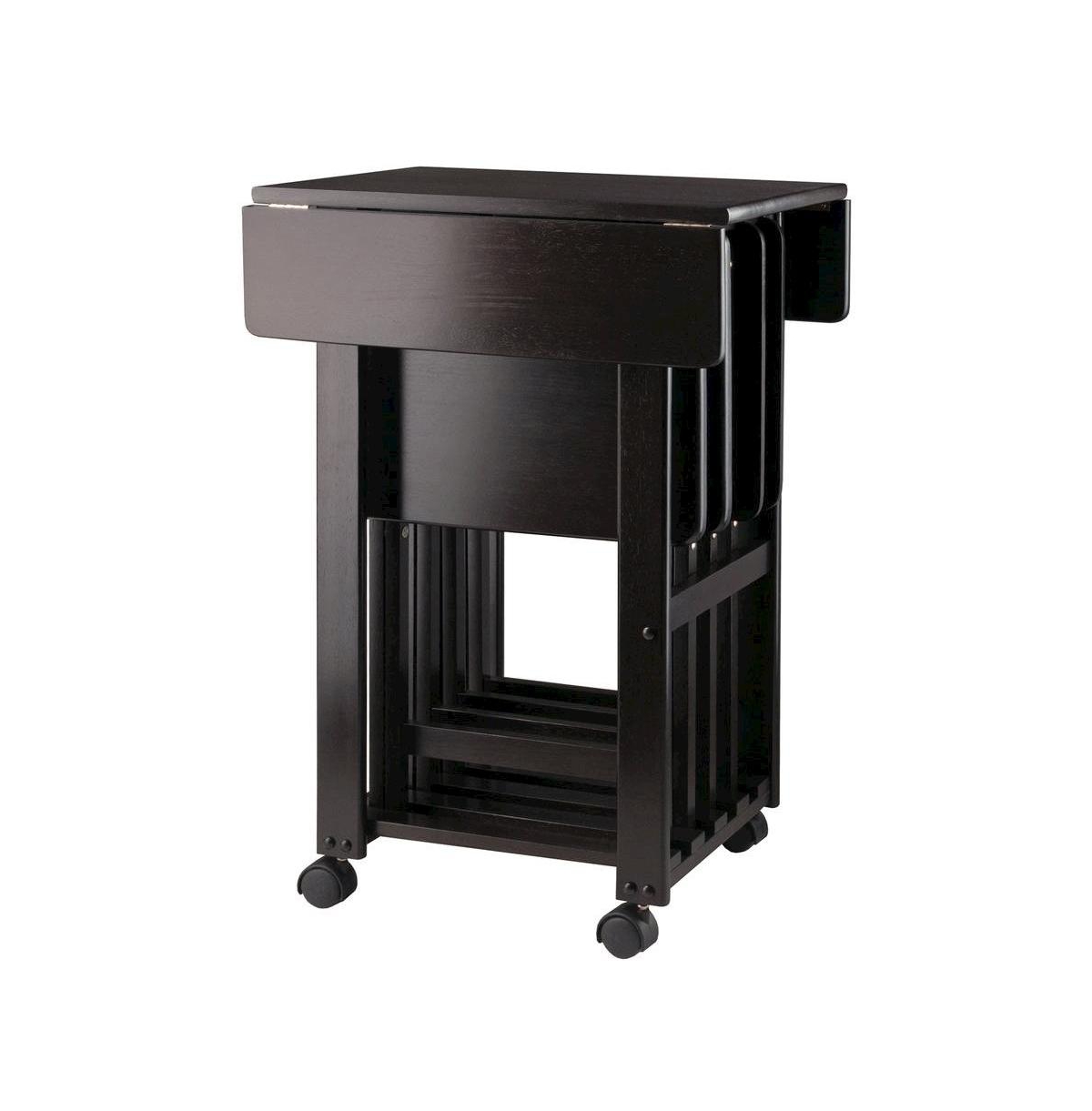FurniFact Coffee-Finished Folding Tv Tray Set - Small Sofa Tables for Living Room and Dining