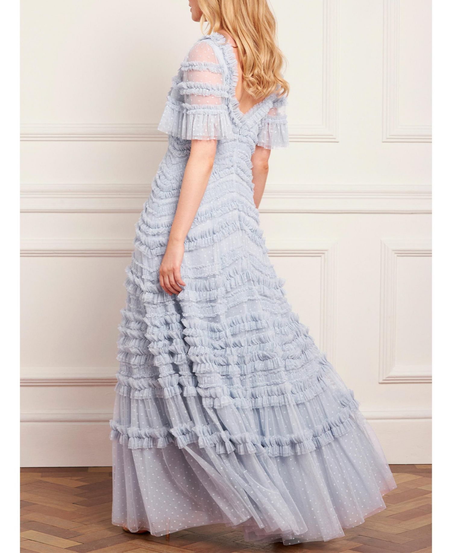 Women's Amara V-Neck Ruffle Gown