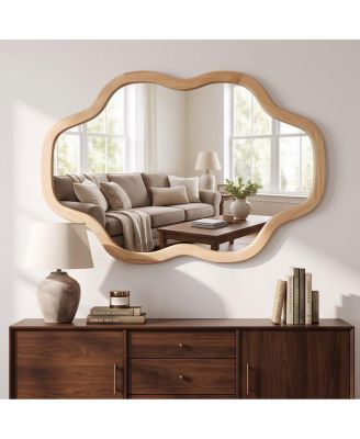 20"x30" Irregular Wood Framed Decorative Mirror, Cloud Vanity Mirror