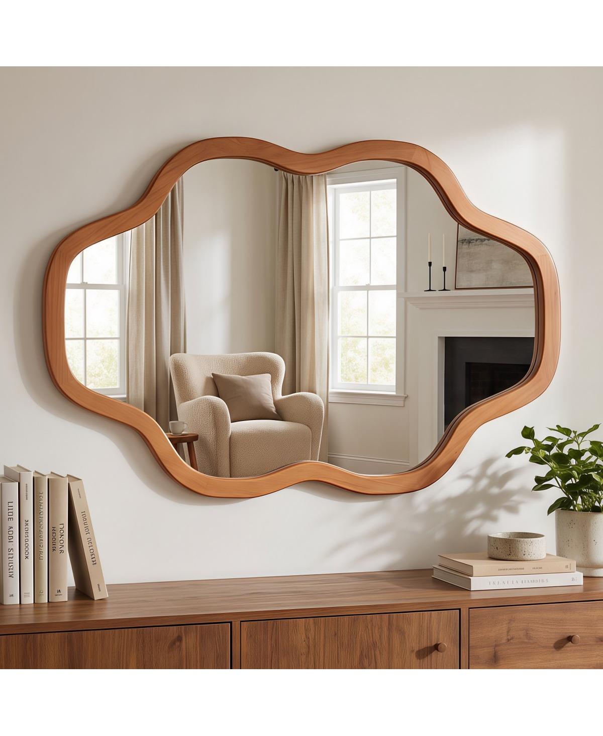 Laoties 20"x30" Irregular Wood Framed Decorative Mirror