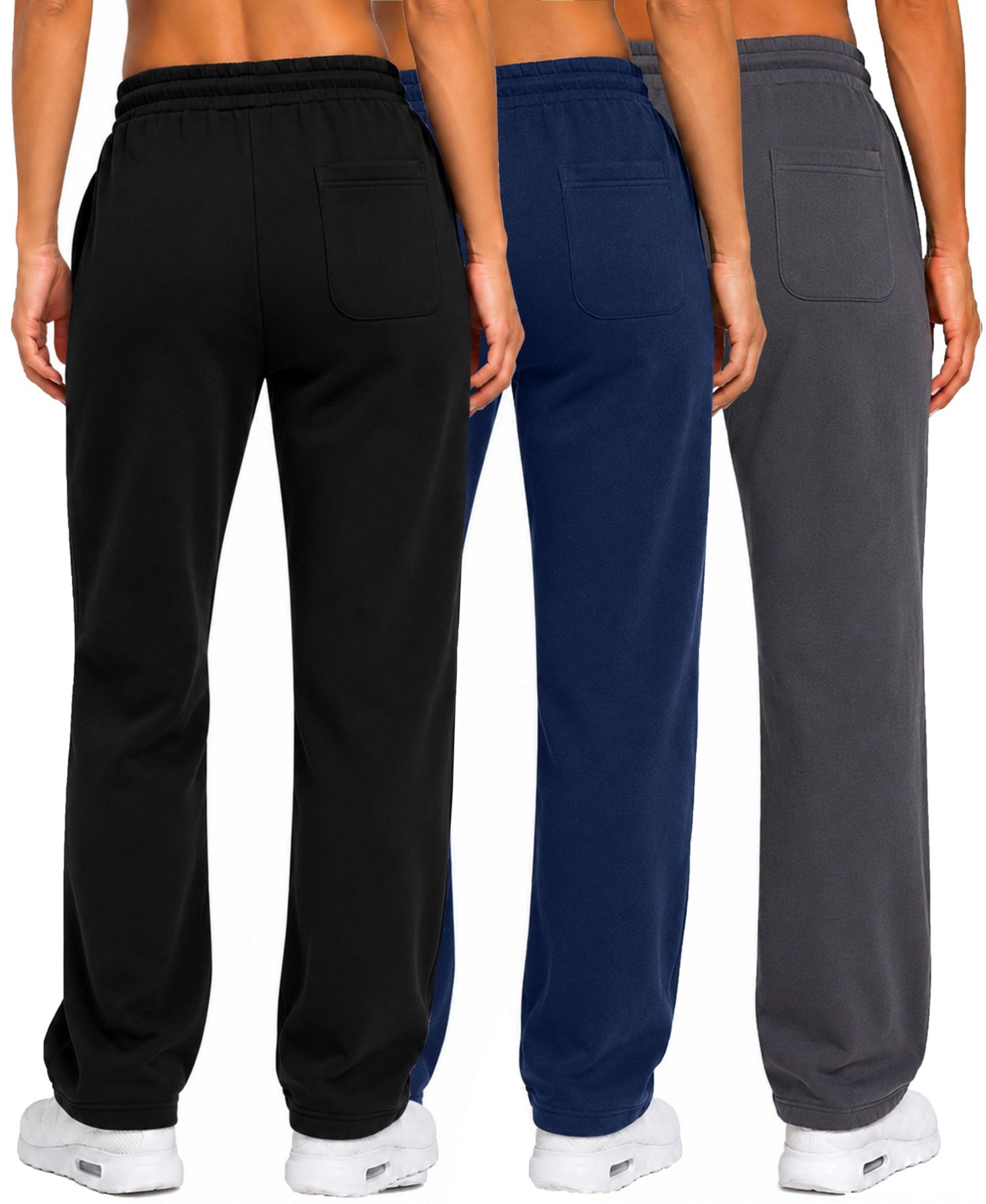 Women's Loose-Fit Heavyweight Fleece Open-Bottom Sweatpants, 3-Pack