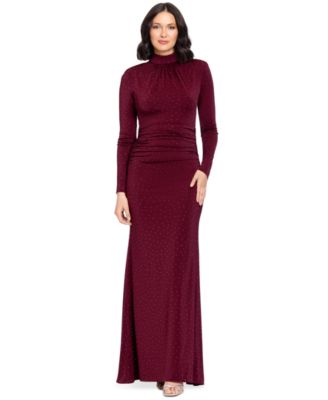 Women's Hinck Stud Jersey Long Sleeve Mock Neck Gown