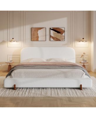Unique Design Fabric Solid Wood Upholstered California King Bed Frame