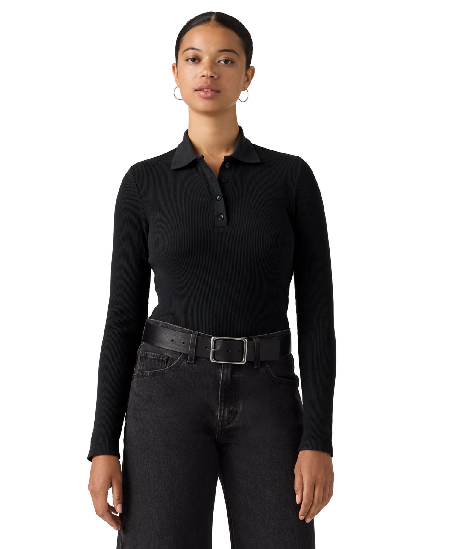 Women's Rory Slim-Fit Ribbed-Knit Long-Sleeve Polo Shirt