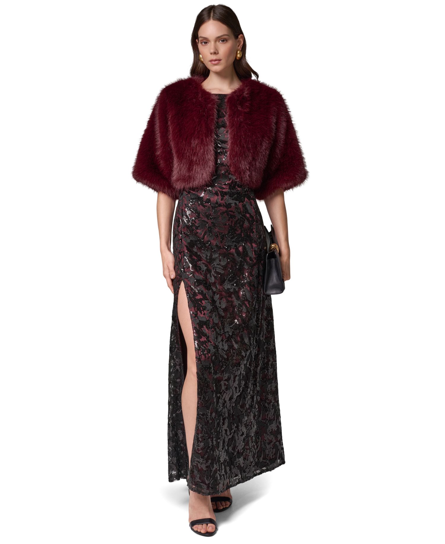 Women's Faux Fur Cropped Open-Front Shrug