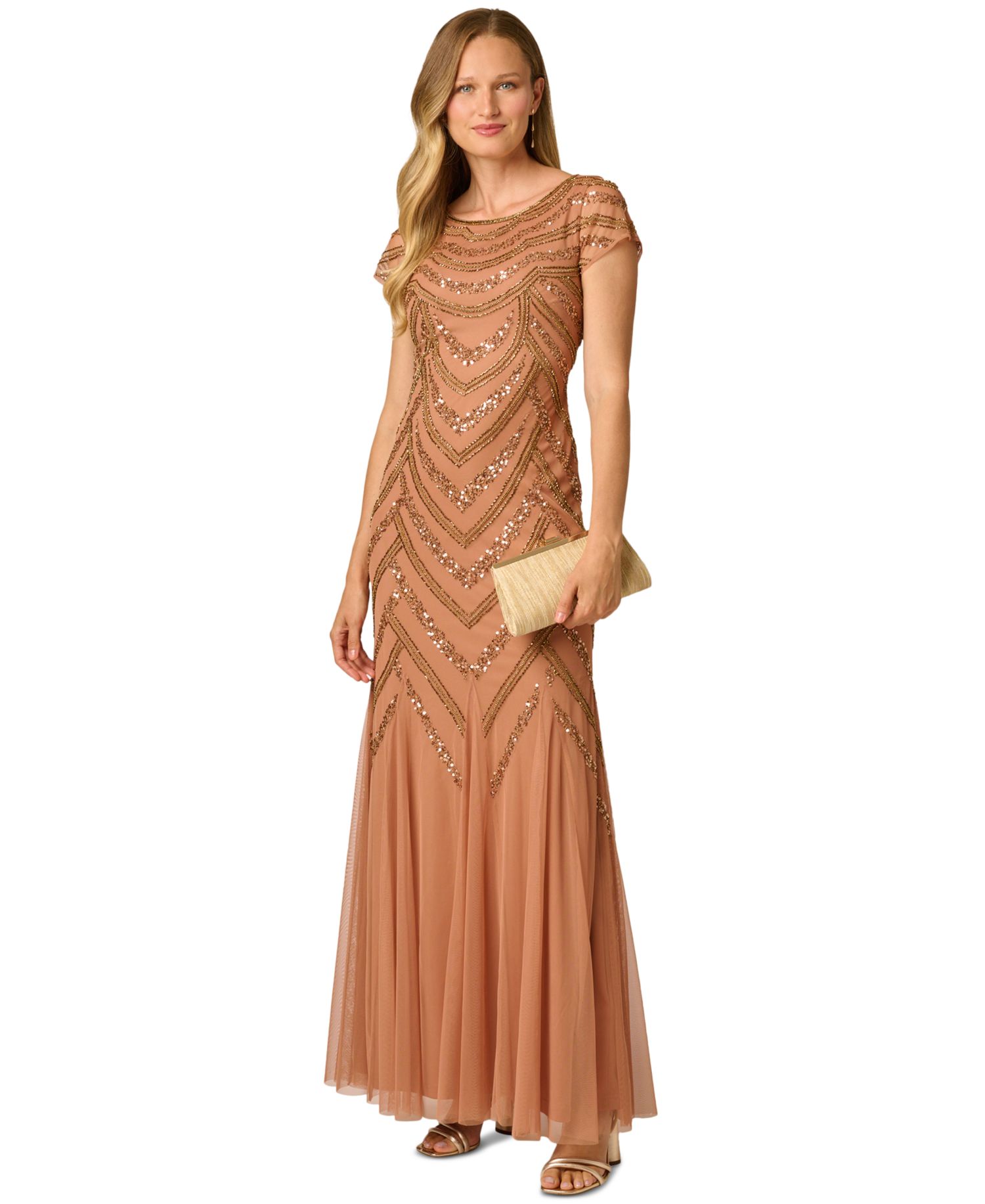 Women's Embellished Godet-Inset Gown