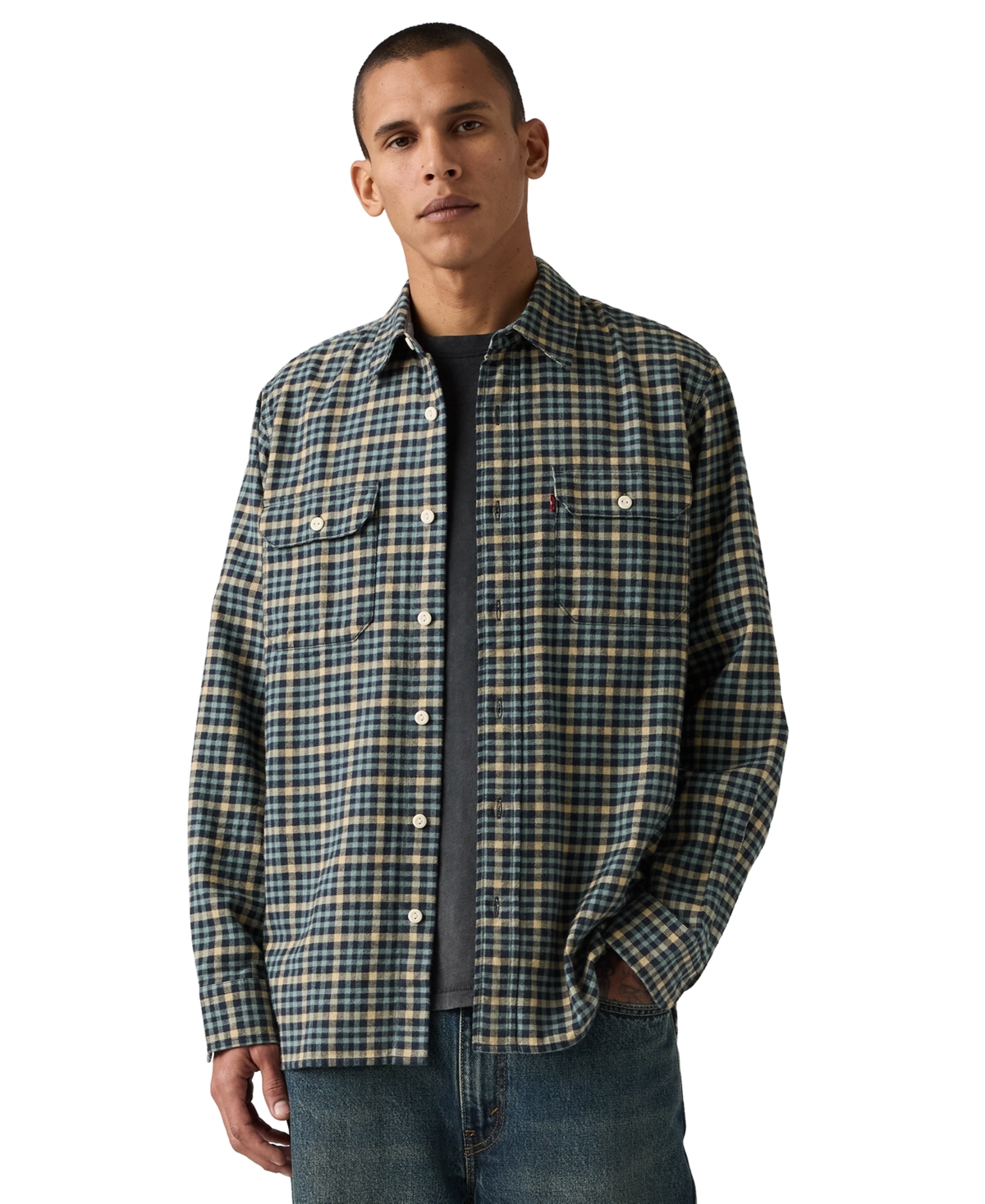 Levi's Men's Classic Worker Long-Sleeve Flannel Shirt - Stormy Sea Flannel