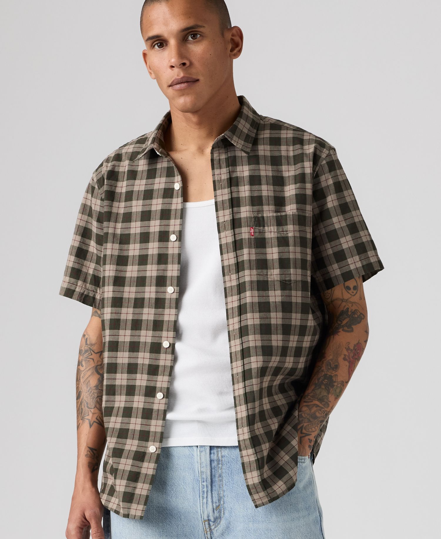 Men's Point Collar Short-Sleeve Regular-Fit Cotton Shirt