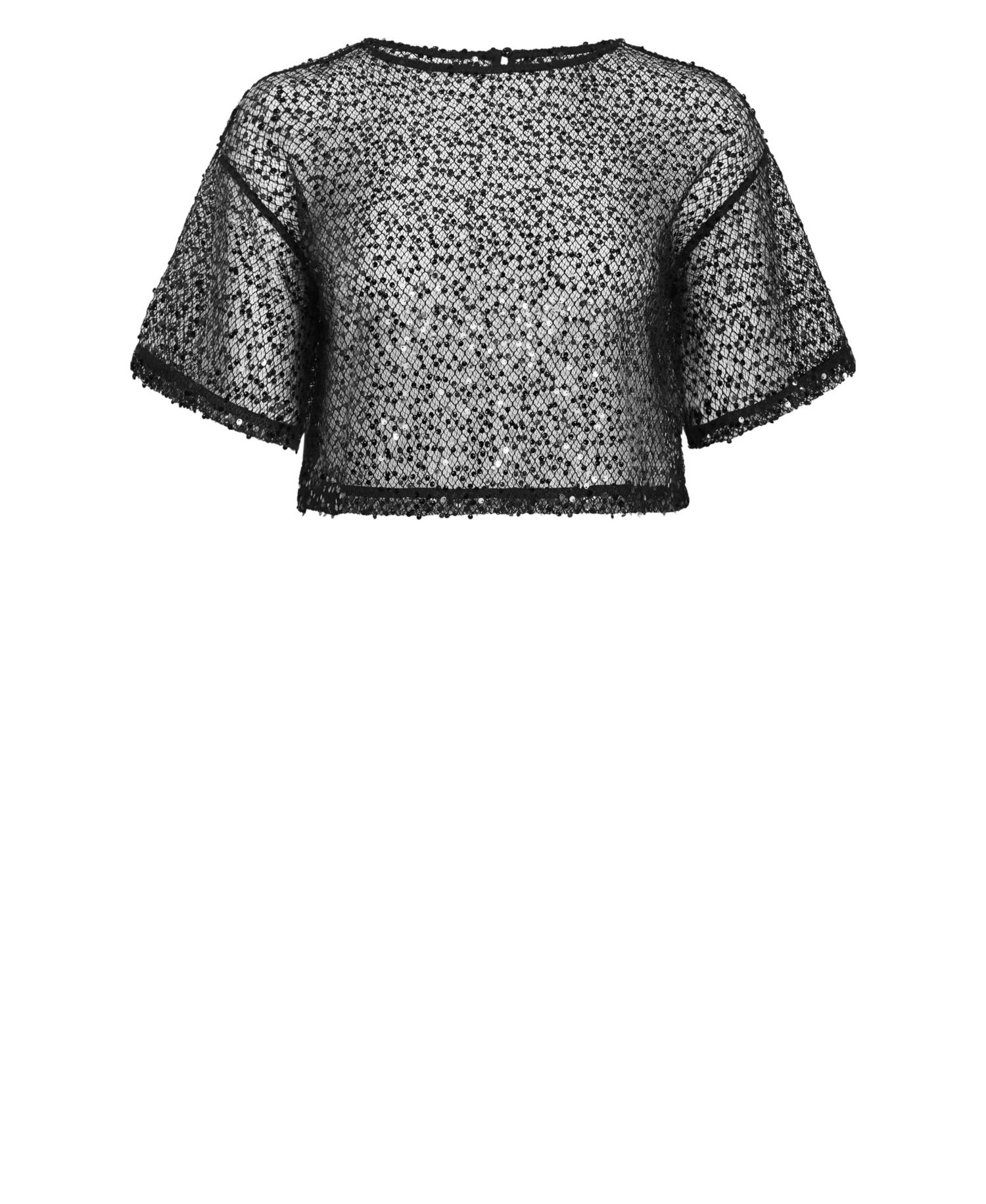 Plus Size Stardust Sheer-Mesh Sequin Crop Top