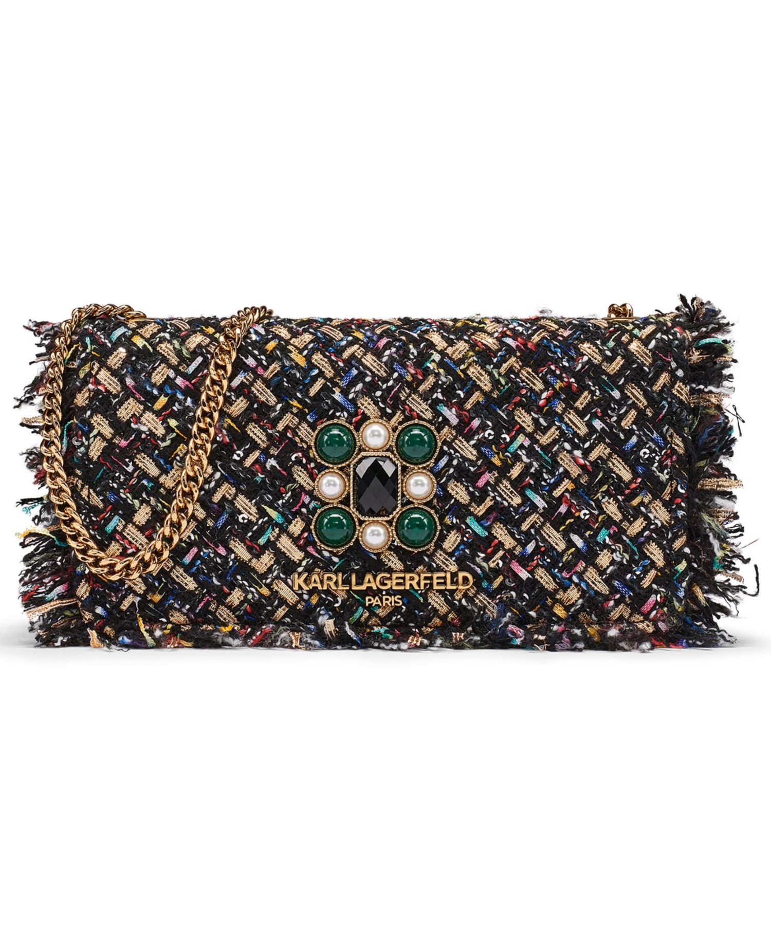 Kosette Tweed Chain-Strap Evening Crossbody Handbag
