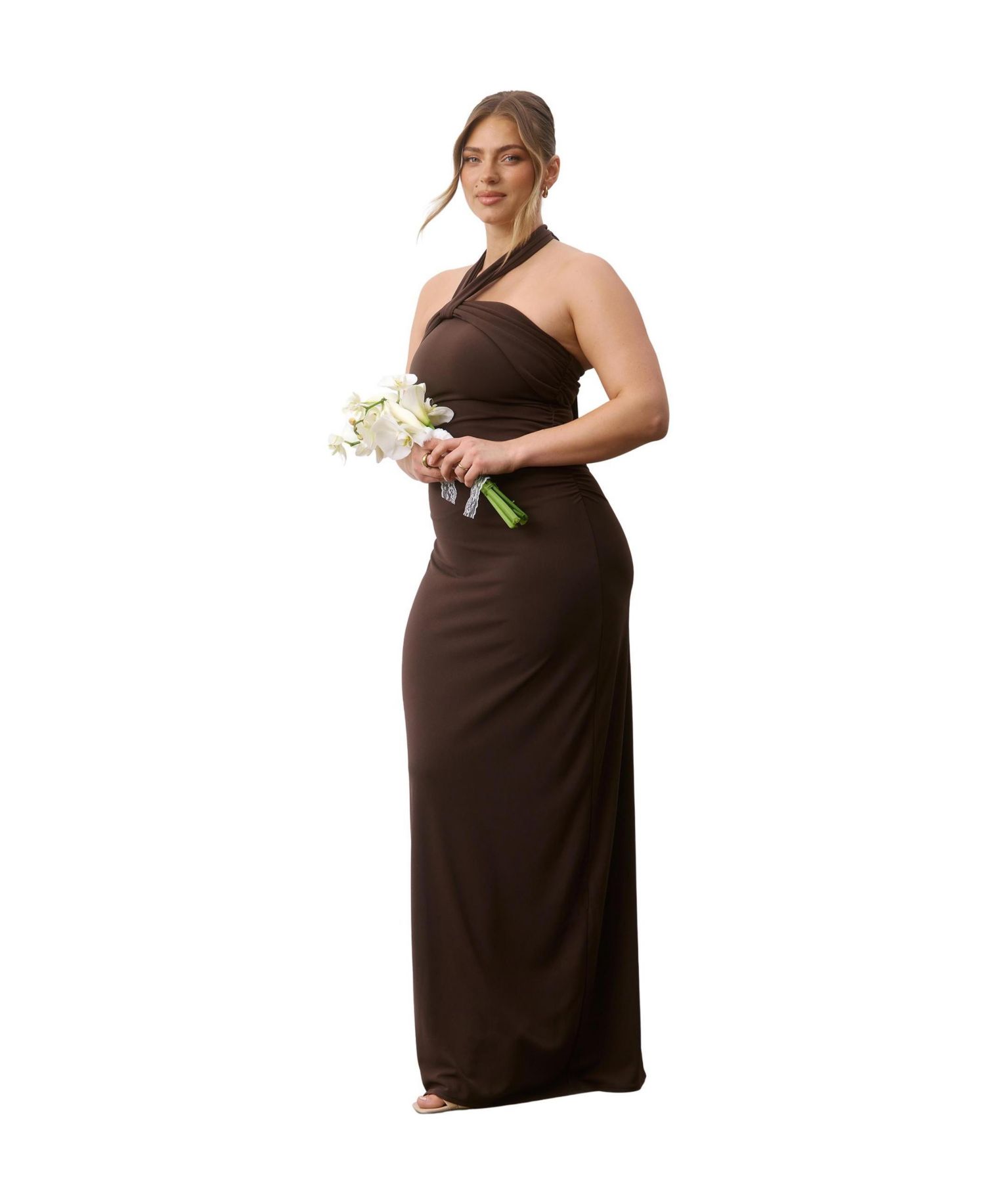 Women's Halter Neck Sculpt Bridesmaid Dress
