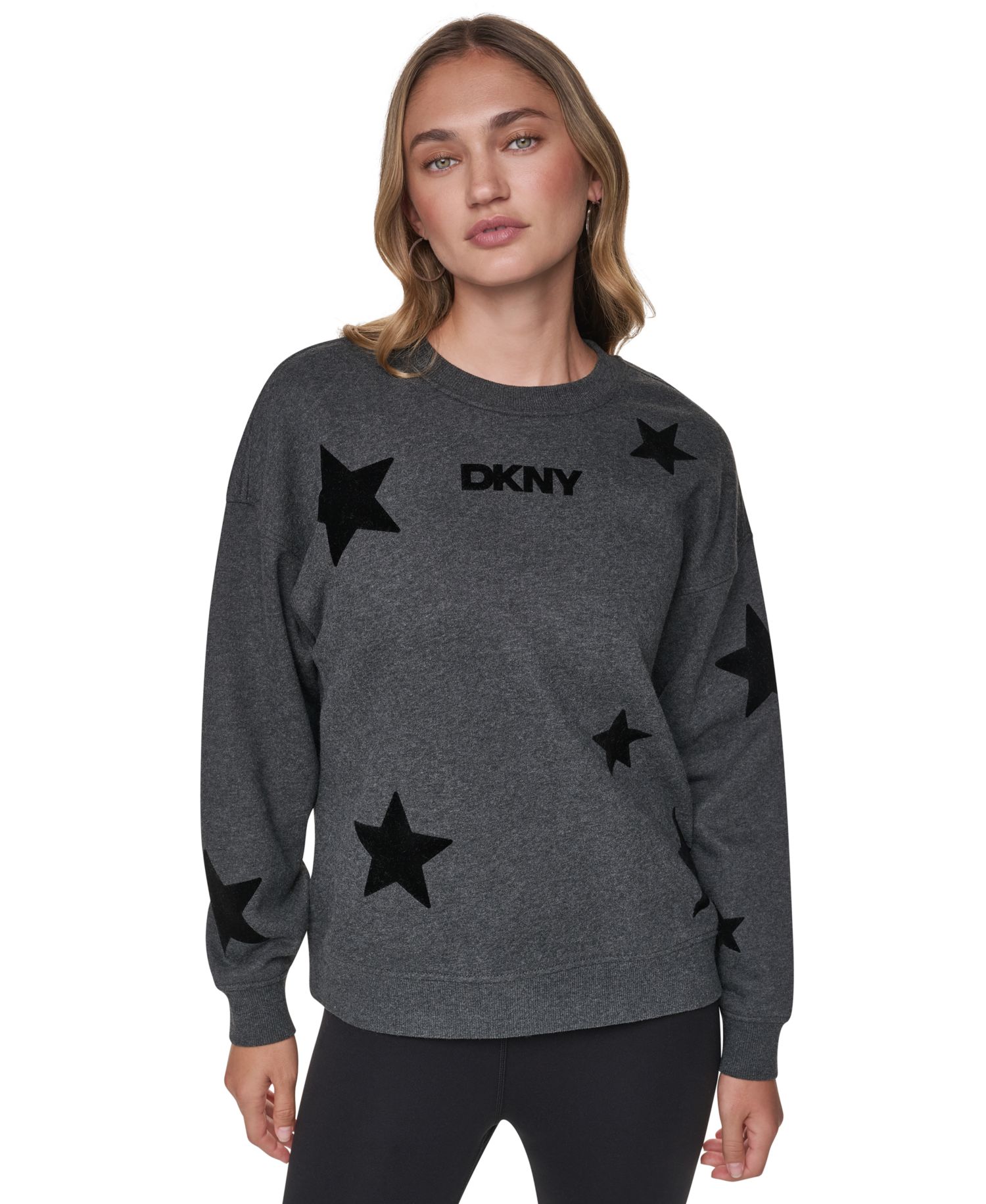 Women's Scattered Flocked Star Tribeca Long-Sleeve Cotton-Blend Pullover