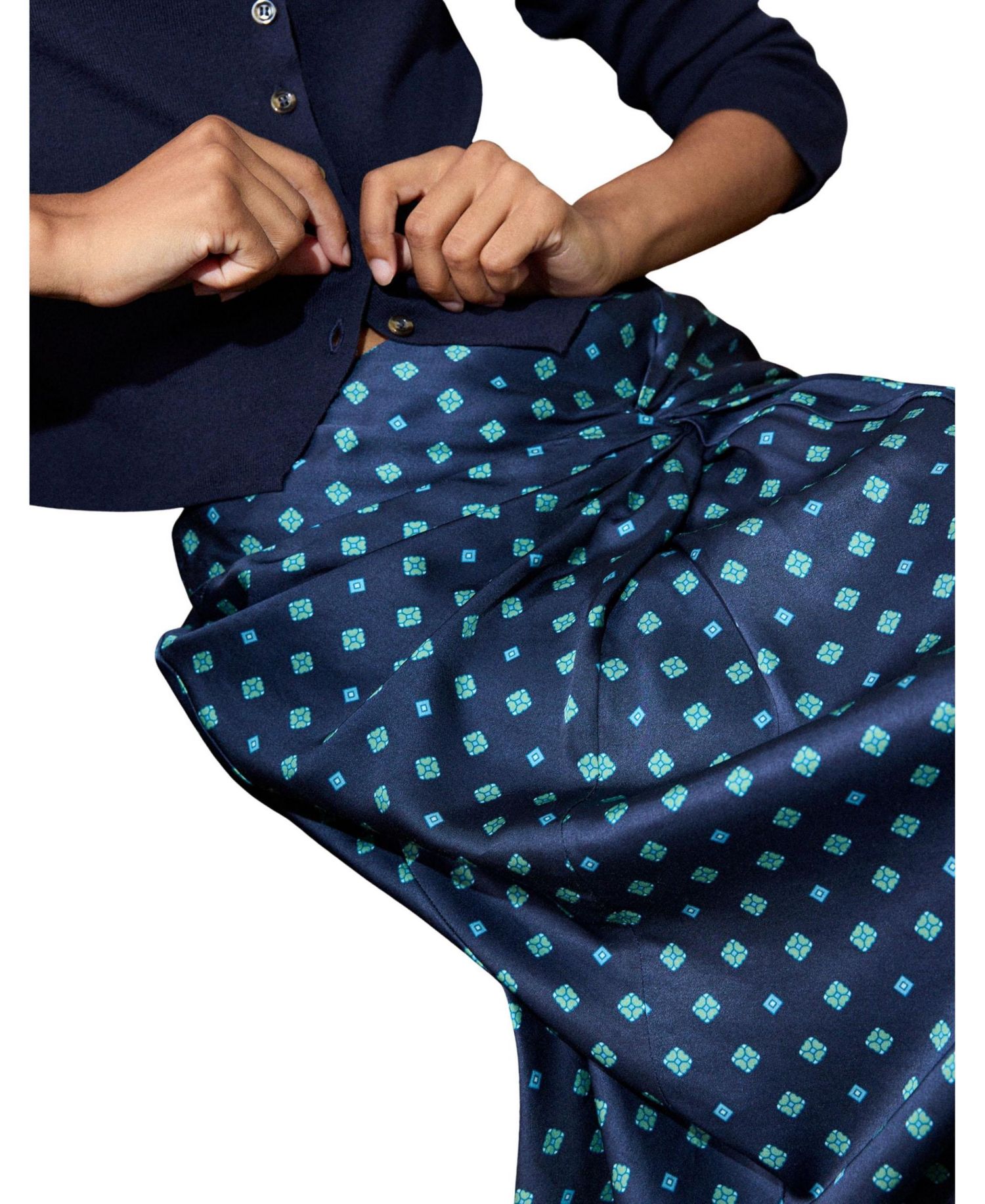 Women's Diamond Geo Twist High-Waisted Midi Skirt