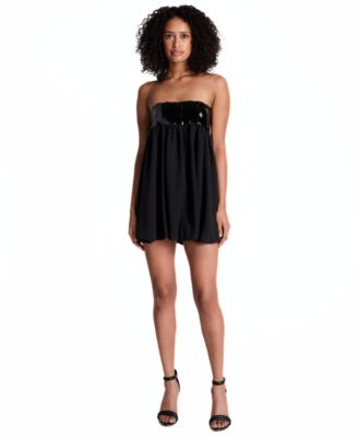 Women's Strapless Sequin Bubble Mini Dress