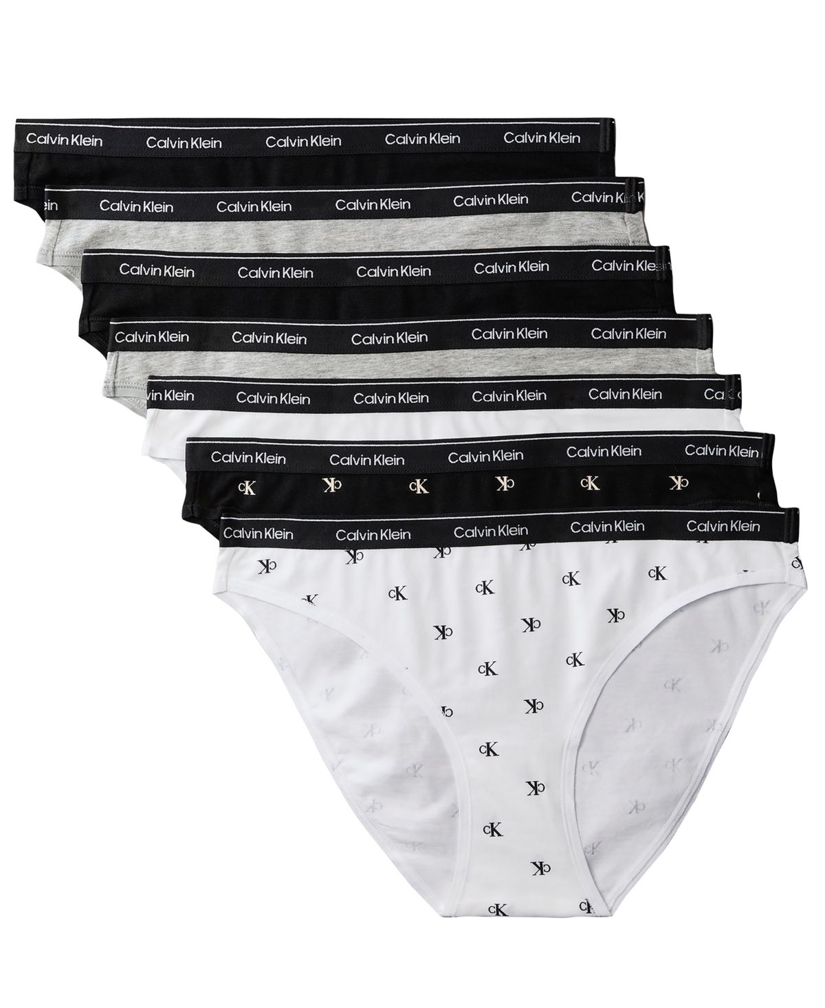 Calvin Klein Icon Logo Full Coverage Bikini, 7-Pack, QD5320 - Grey Heather/Black/Classic White/Diamond