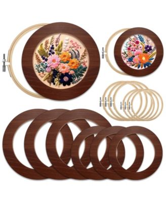 Wood Embroidery Hoop Frame Set Cross Stitch Sewing Diy Art Craft Supplies