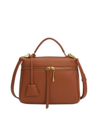 Arden Genuine Leather Top Handle Satchel, Small Crossbody Bag, Structured Shoulder Purse with Adjustable Strap and Zip Closure