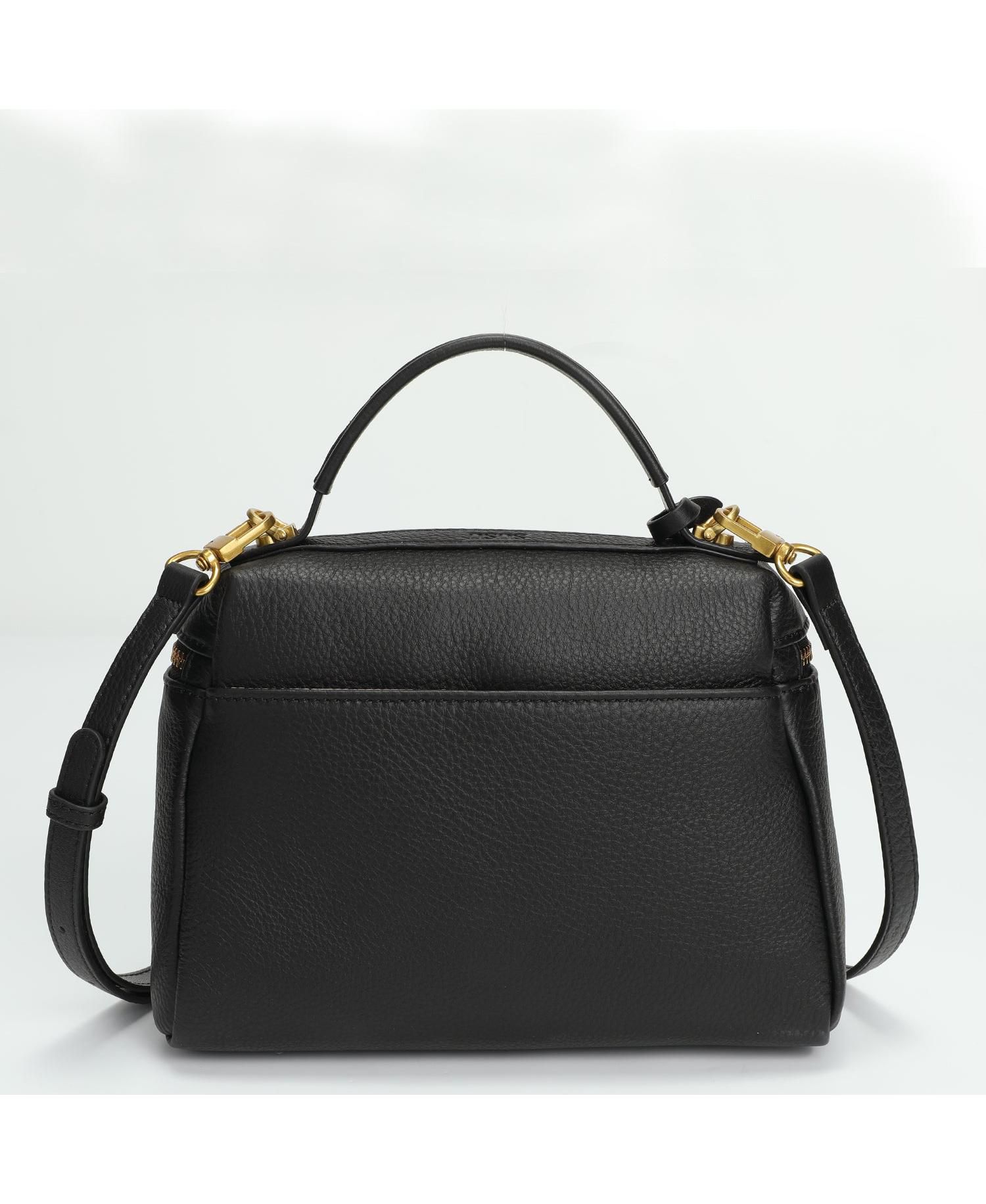 Arden Genuine Leather Top Handle Satchel, Small Crossbody Bag, Structured Shoulder Purse with Adjustable Strap and Zip Closure