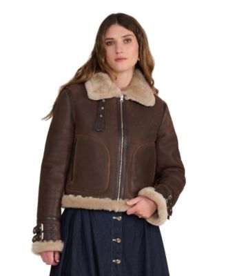 Briar Women's Vintage Brown Sheepskin Aviator Jacket