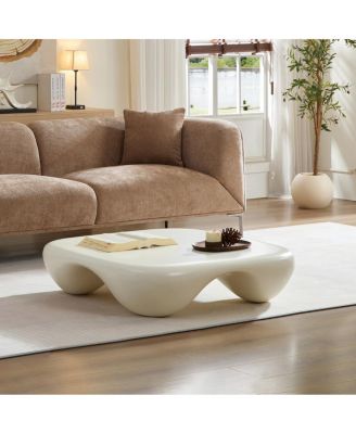 Modern Coffee Table Faux Travertine Textured for Livingroom/Office