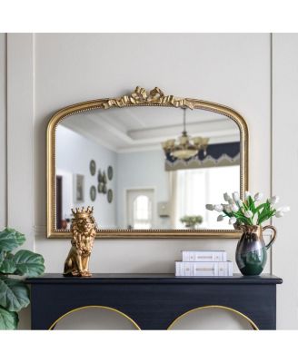 40" x 30" Baroque Arched Wall Mirror with Scrollwork Crown Decorative Mirror