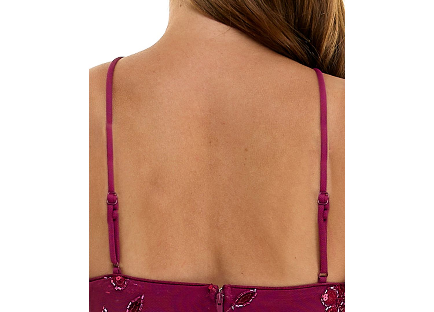 Juniors' Floral Sequin Beaded Halter Dress