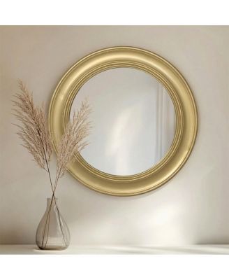 26" Round Vintage Accent Mirror Decorative Metal Frame Wall Mirror for Entryway