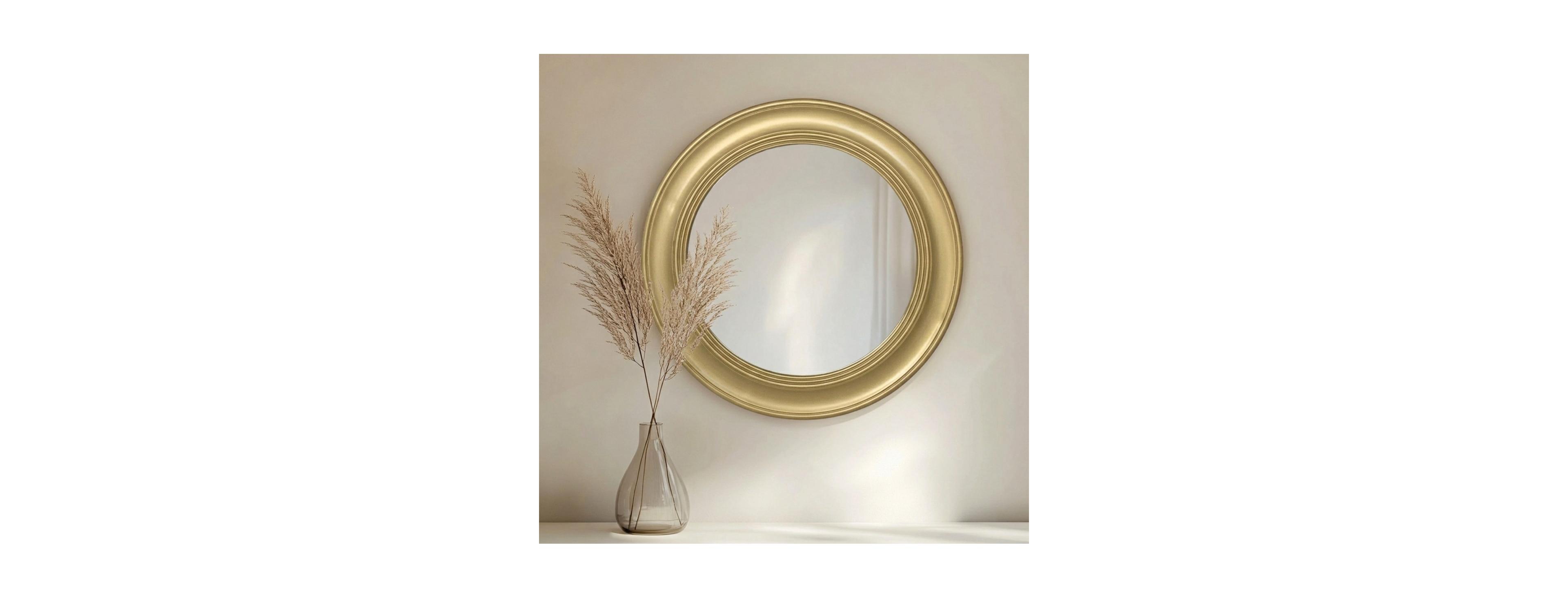 Laoties 26" Round Vintage Accent Mirror Decorative Metal Frame Wall for Entryway