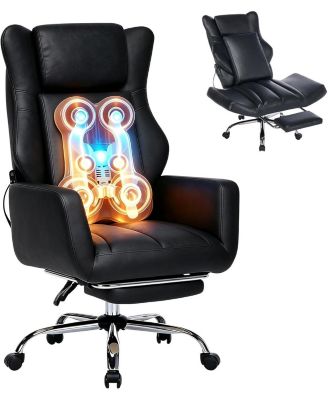 3D Kneading Massage Office Chair, Criss Cross Ergonomic Desk Chair with Flip-up Arms and Footrest
