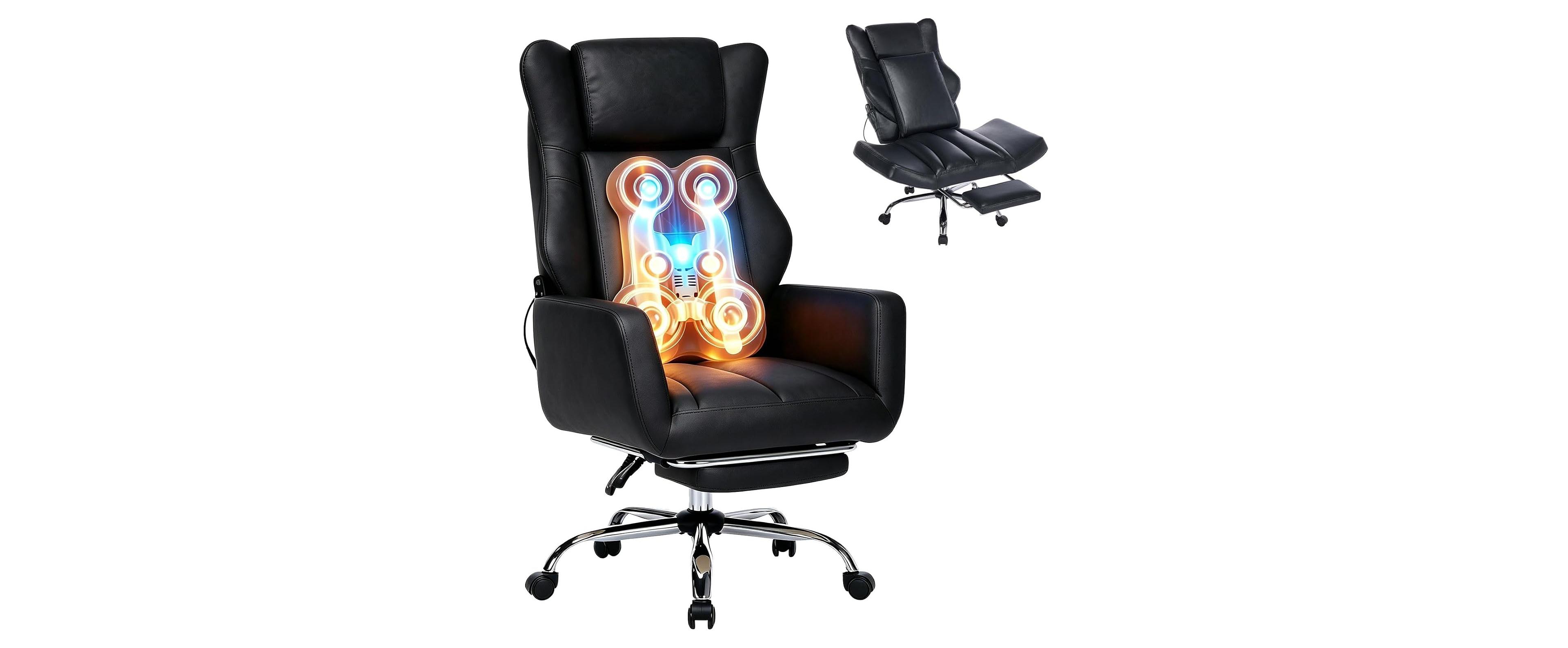 Dyhome 3D Kneading Massage Office Chair, Criss Cross Ergonomic Desk Chair with Flip-up Arms and Footrest