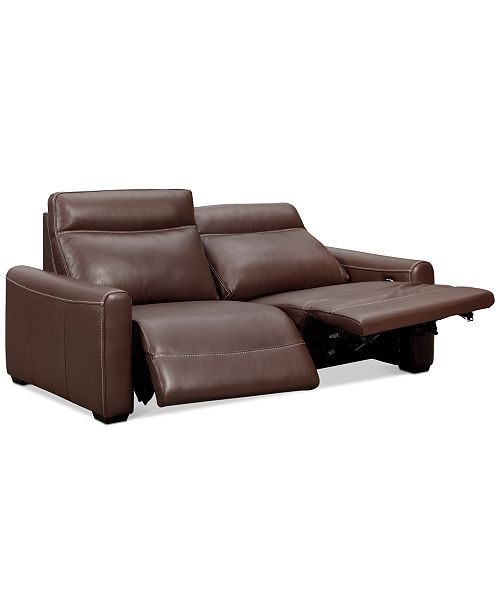 Furniture Marzia 78" Leather Sofa with 2 Power Recliners, Created for