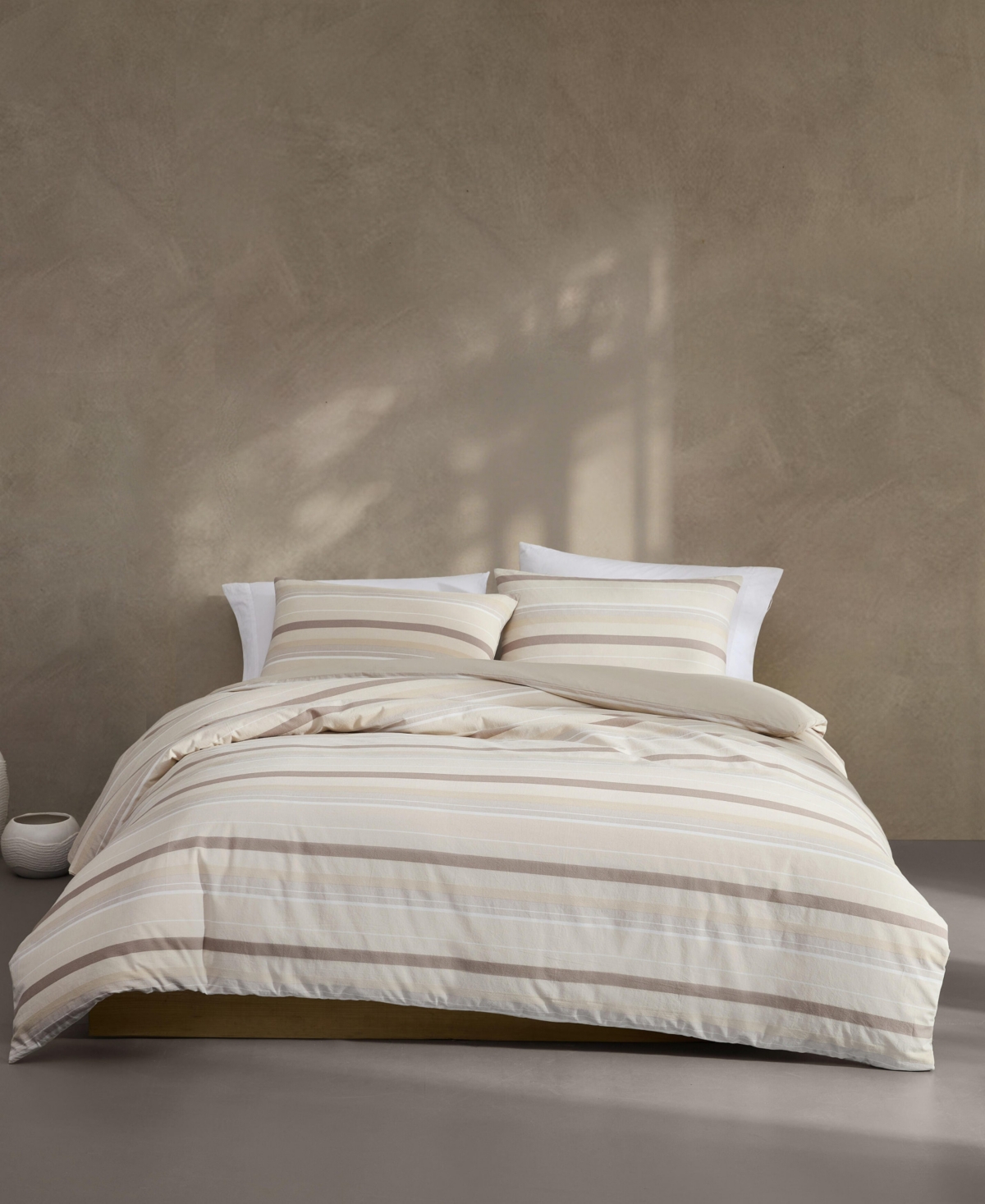 Calvin Klein Summer Stripe Cotton 3-Piece Duvet Set, Queen