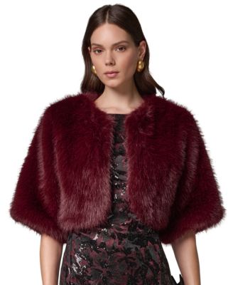 Women's Faux Fur Cropped Open-Front Shrug