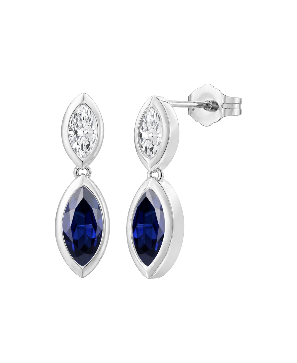 Lab-Grown Opal & Lab-Grown White Sapphire Marquise Dangle Earrings (1/5 ct. t.w. & 1/6 ct. t.w.) in 14K Gold Over Sterling Silver - Lab-Grown Sapphire