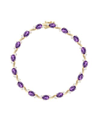 Gemstone & White Topaz Bracelet (1 ct. t.w. White Topaz) in Sterling Silver or 14k Gold Over Sterling Silver (Available Amethyst, Garnet, Citrine, and Blue Topaz)