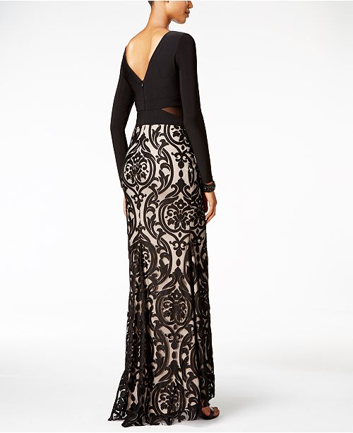xscape embroidered lace ballgown