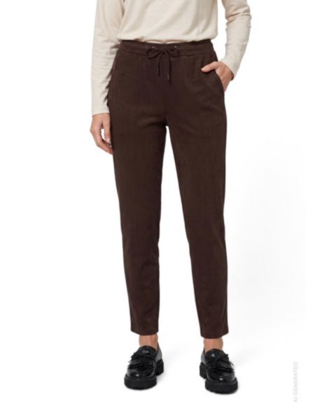 Женские брюки Olsen Lisa Faux Suede Drawstring Straight, цвет: Кофейный