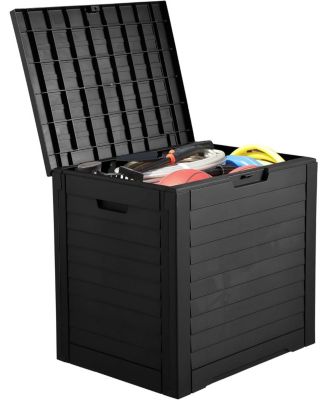 35 Gallon Outdoor Storage Box, Waterproof Resin Deck Box and Package Delivery with Lockable Lid for Patio Furniture Cushions