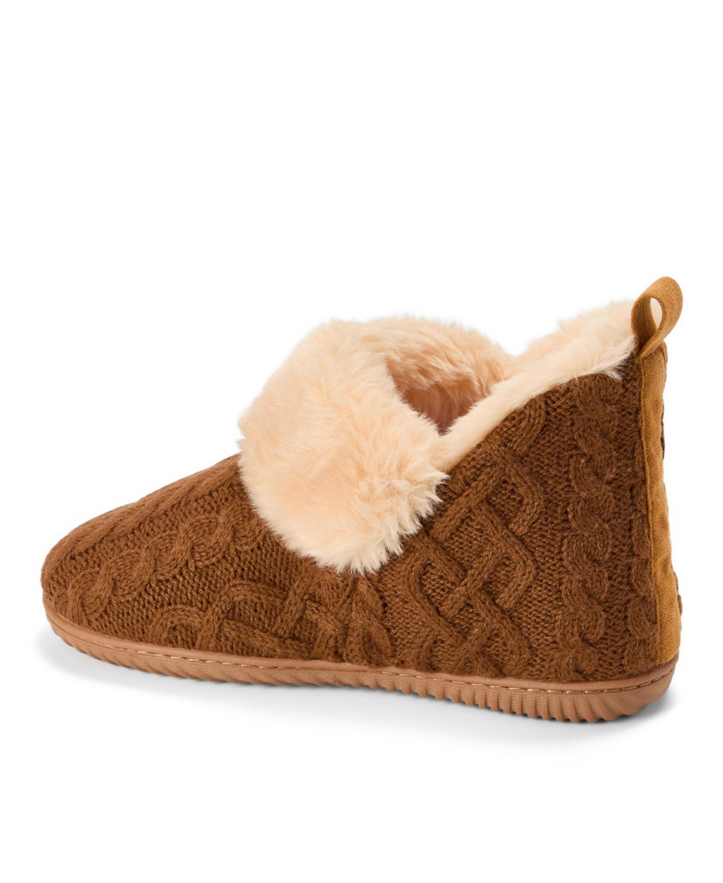 Женские тапочки Dearfoams Moritz Cable-Knit Round-Toe Bootie Slipper, цвет: Каштановый вязаный — фото 6