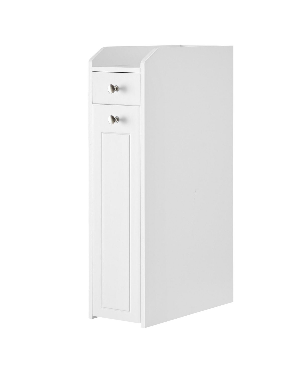 Songmics Home Compact 4-Tier Bathroom 15.7" x 7" x 27.5" Cabinet with Toilet Paper Holder, Slide-Out Drawer, Dove Gray