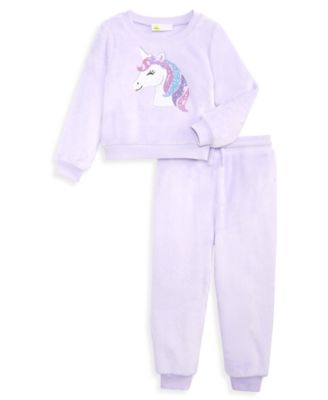 Toddler Girls' 12M-5T Unicorn Minky Sequined Sweatshirt and Joggers, 2-Piece Set