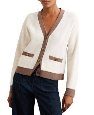Women's Olli Colorblock Long-Sleeve Wool Cardigan Sweater