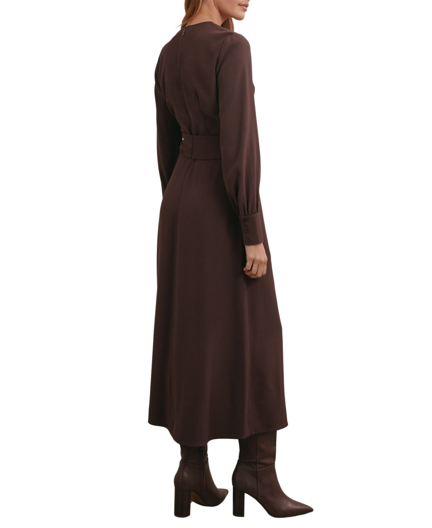 Women's Mira Long-Sleeve V-Neck Midi Wrap Dress