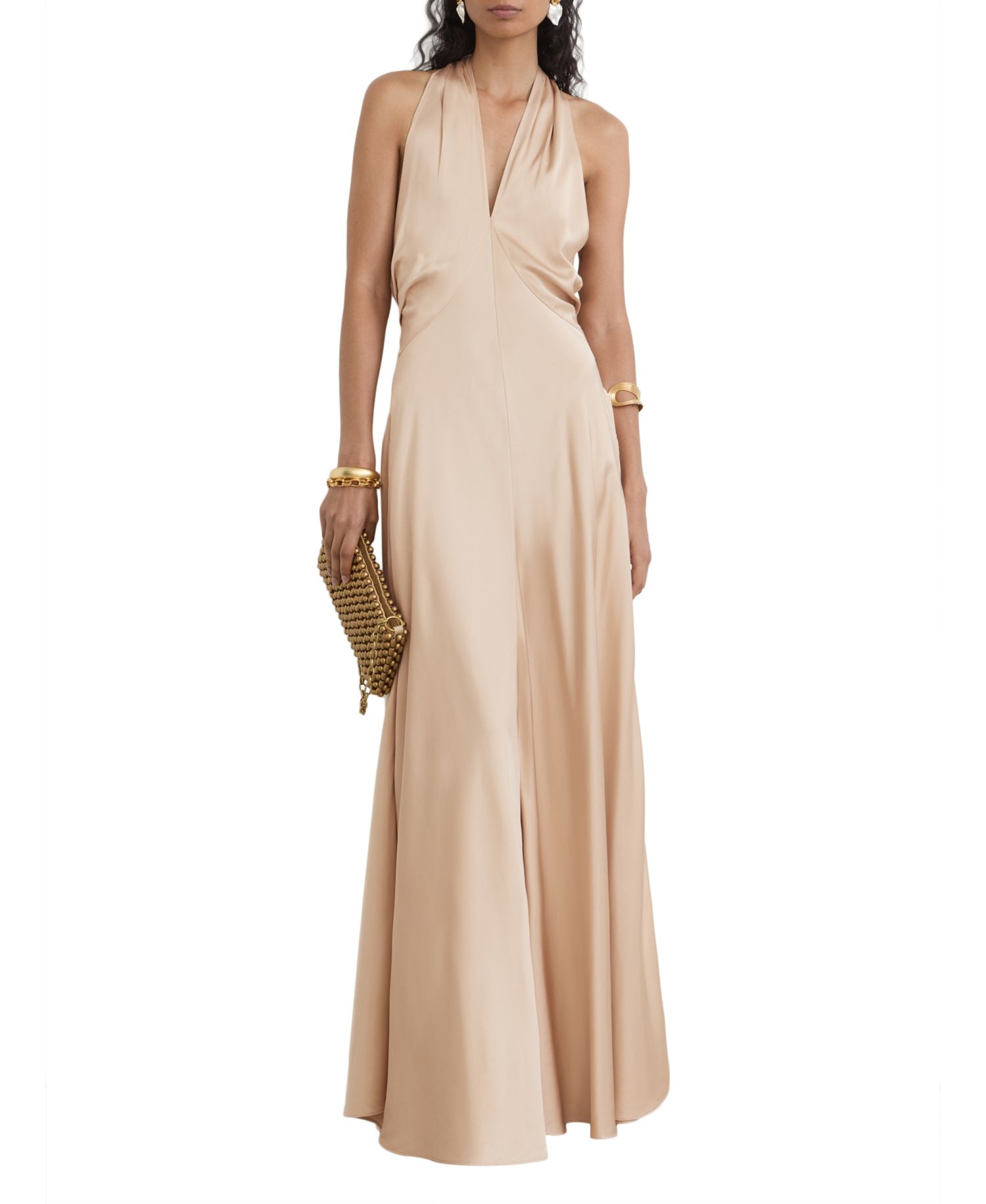 Women's Lilianna Satin Halterneck Maxi Dress
