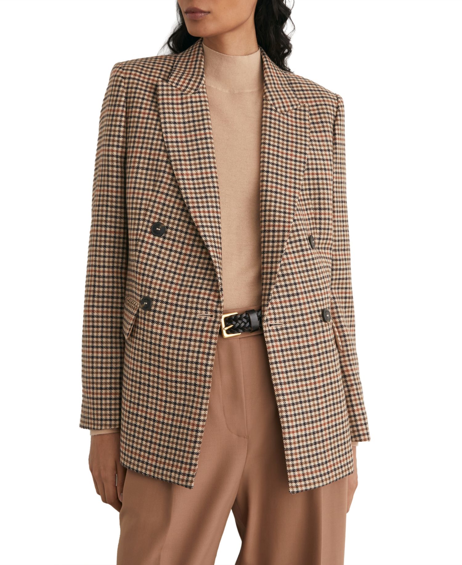 Women's Willow Double-Breasted Wool Check Blazer