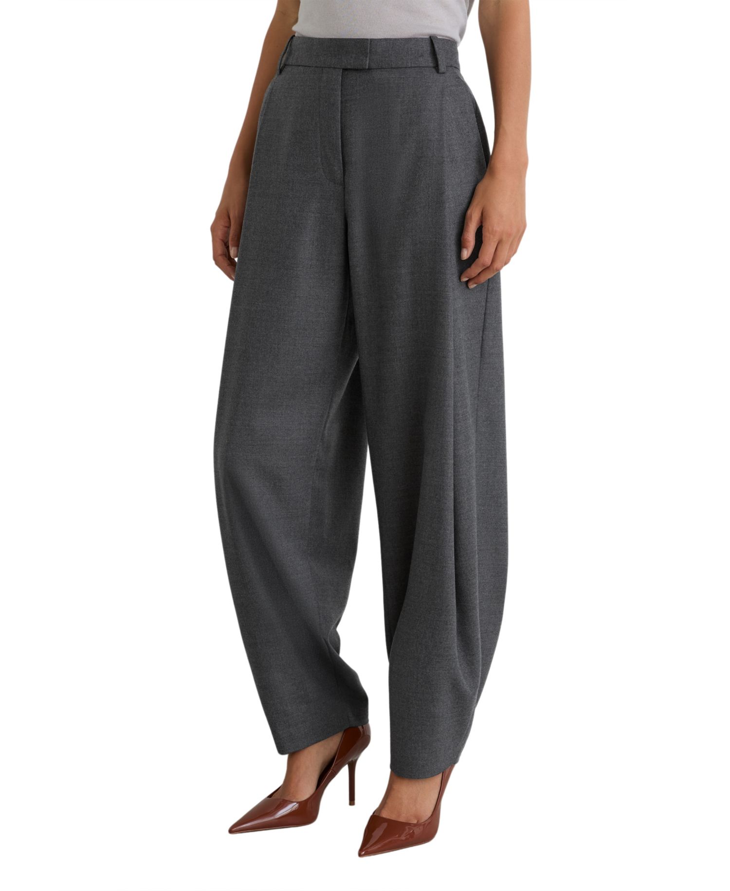 Women's Pleated Barrel Wide Leg Trousers
