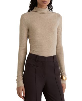 Women's Heidi Long-Sleeve Mock-Neck Ruched T-Shirt