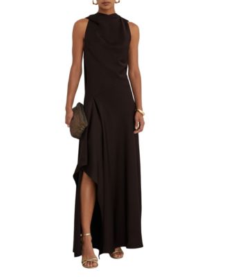 Petite Sabine Cape Detail Asymmetric Draping Maxi Dress